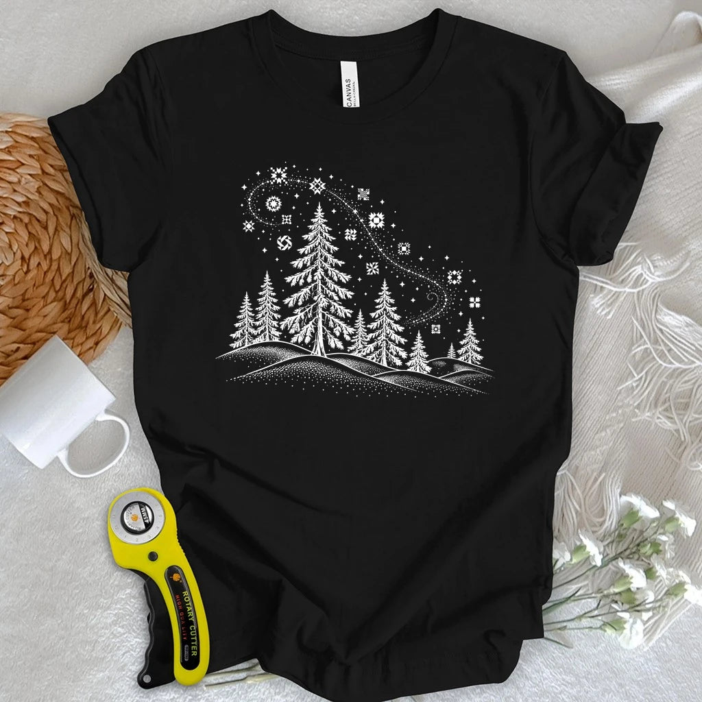Enchanted Winter Quilt Forest T-shirt