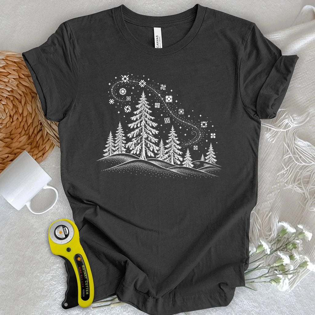 Enchanted Winter Quilt Forest T-shirt