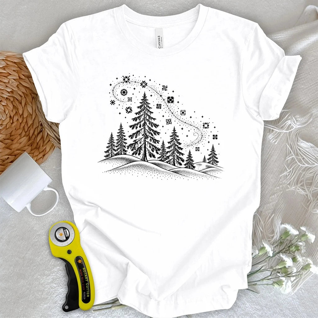 Enchanted Winter Quilt Forest T-shirt