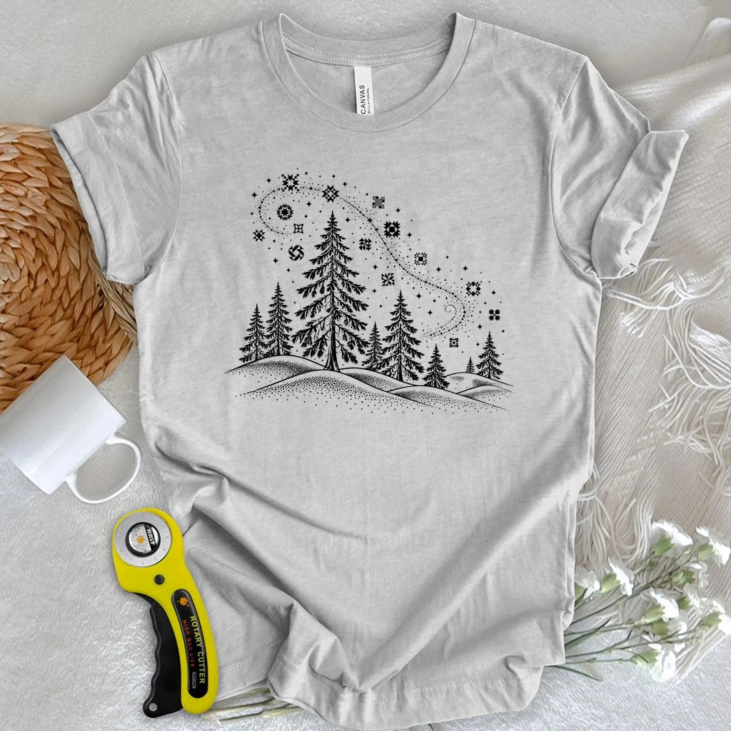 Enchanted Winter Quilt Forest T-shirt