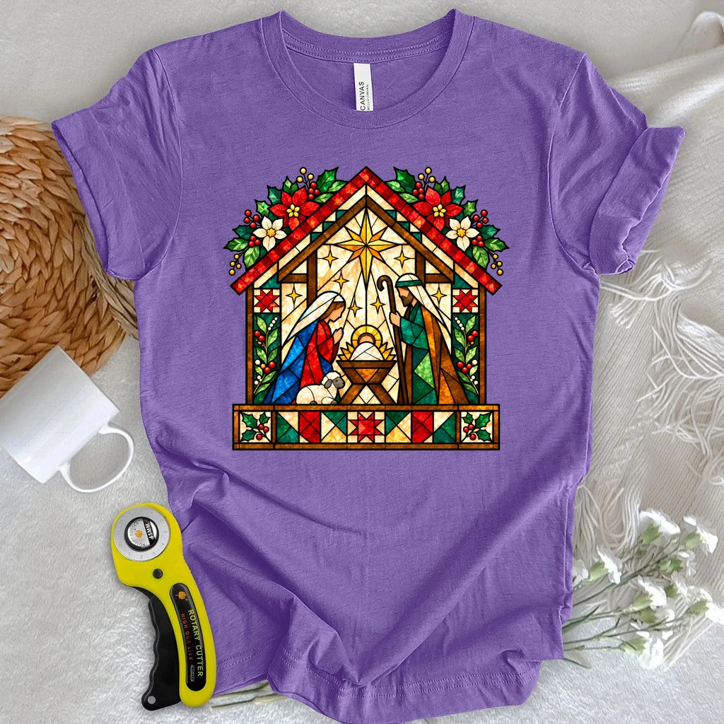 Nativity Glass Stain Quilt T-shirt