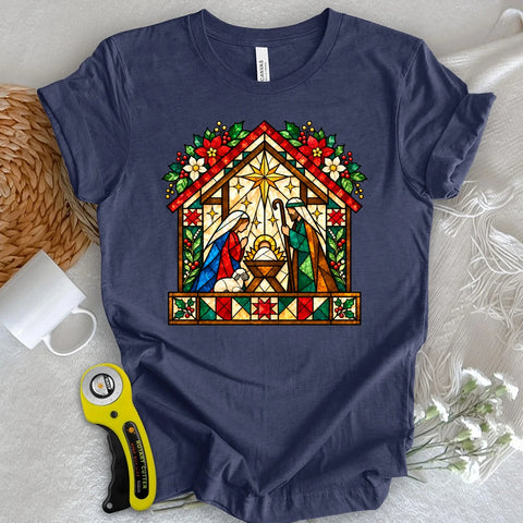 Nativity Glass Stain Quilt T-shirt