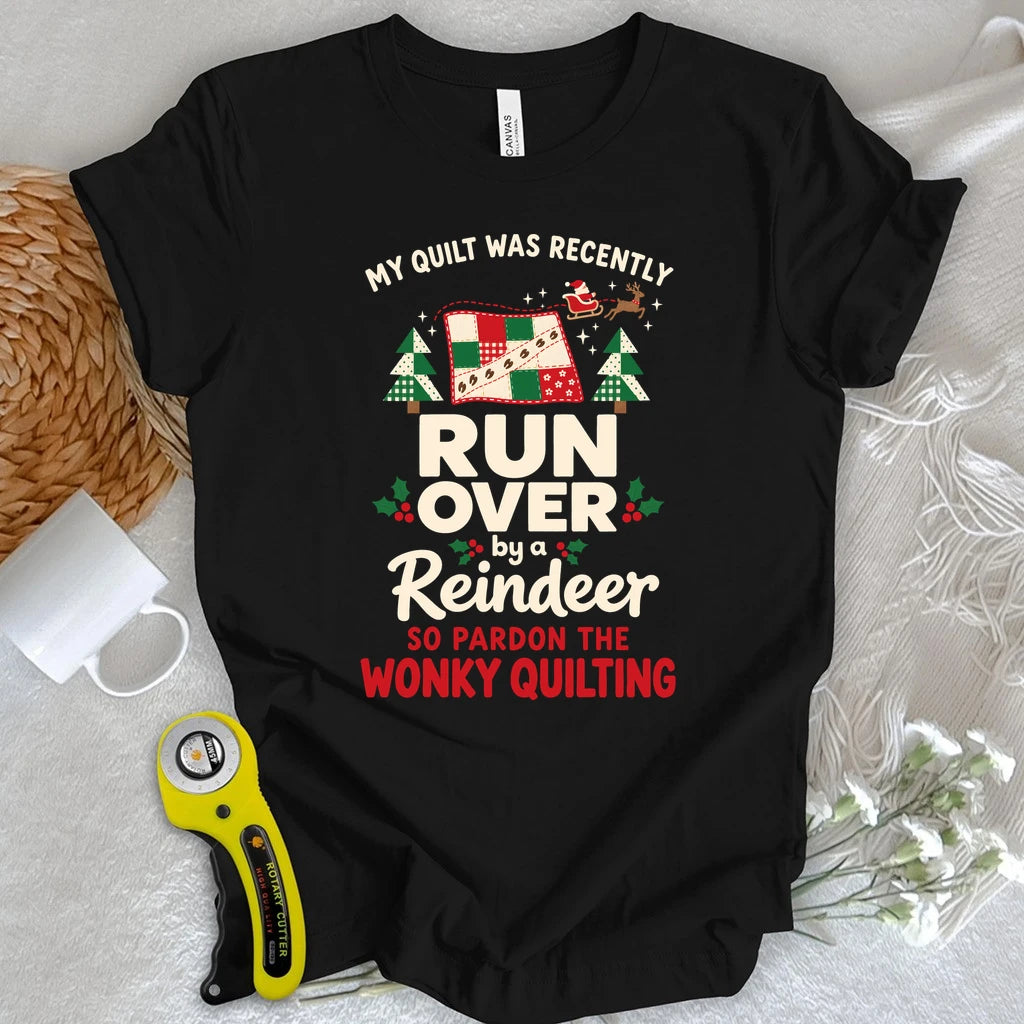 Reindeer Ran Over My Quilt T-shirt