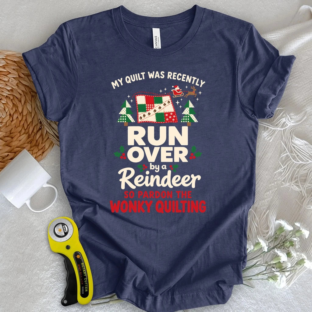 Reindeer Ran Over My Quilt T-shirt
