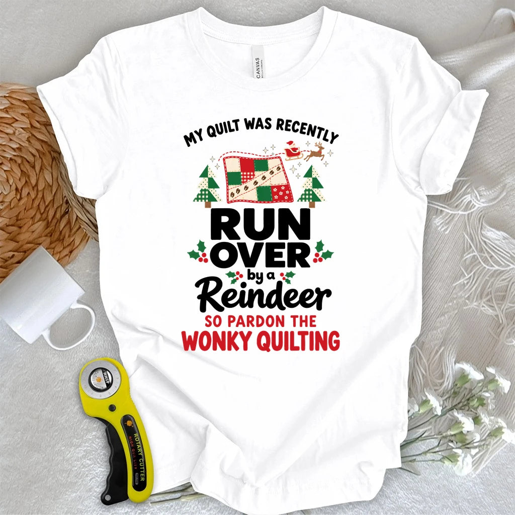 Reindeer Ran Over My Quilt T-shirt