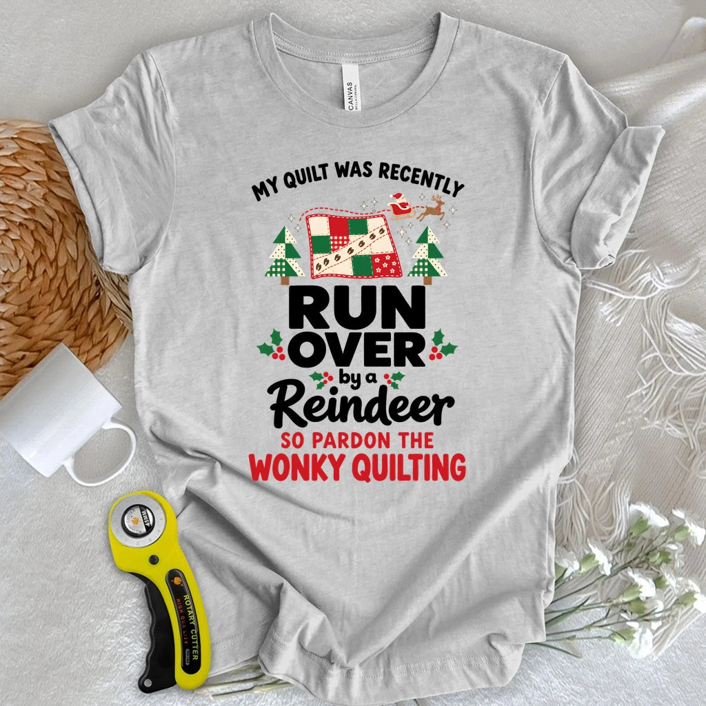 Reindeer Ran Over My Quilt T-shirt