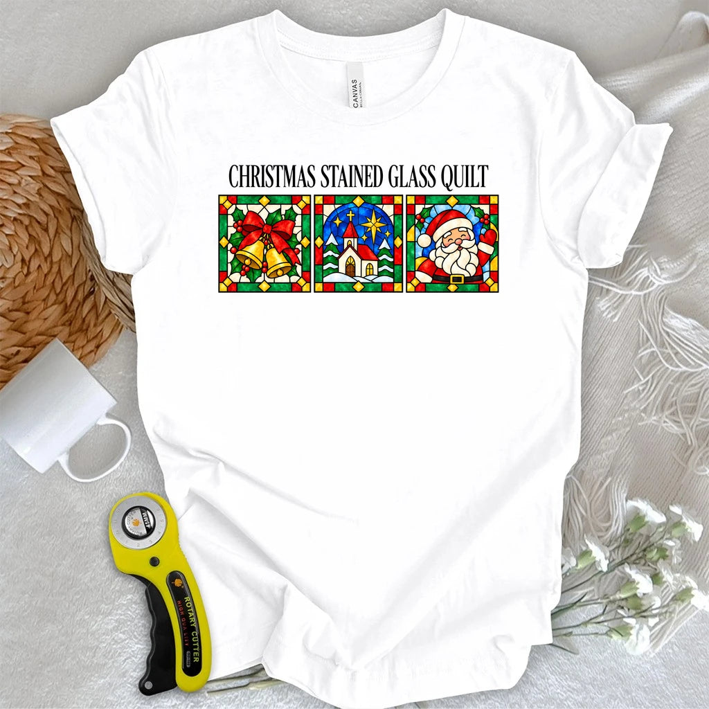 Christmas Stain Glass Quilt T-shirt