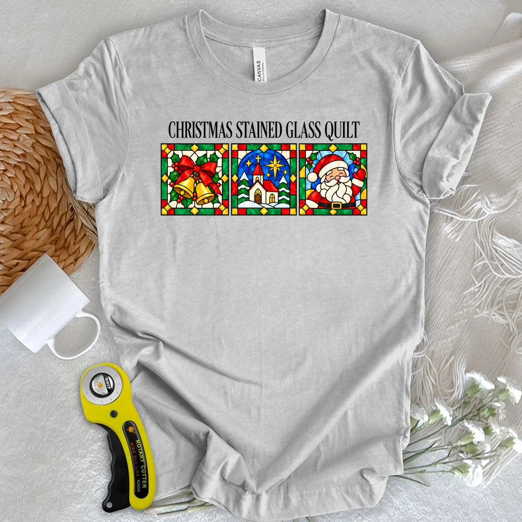 Christmas Stain Glass Quilt T-shirt