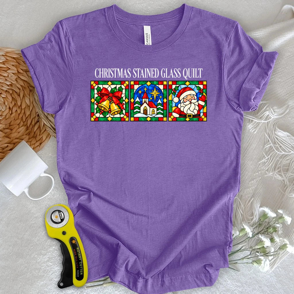 Christmas Stain Glass Quilt T-shirt