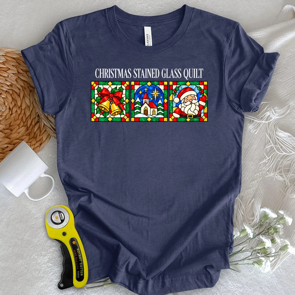 Christmas Stain Glass Quilt T-shirt