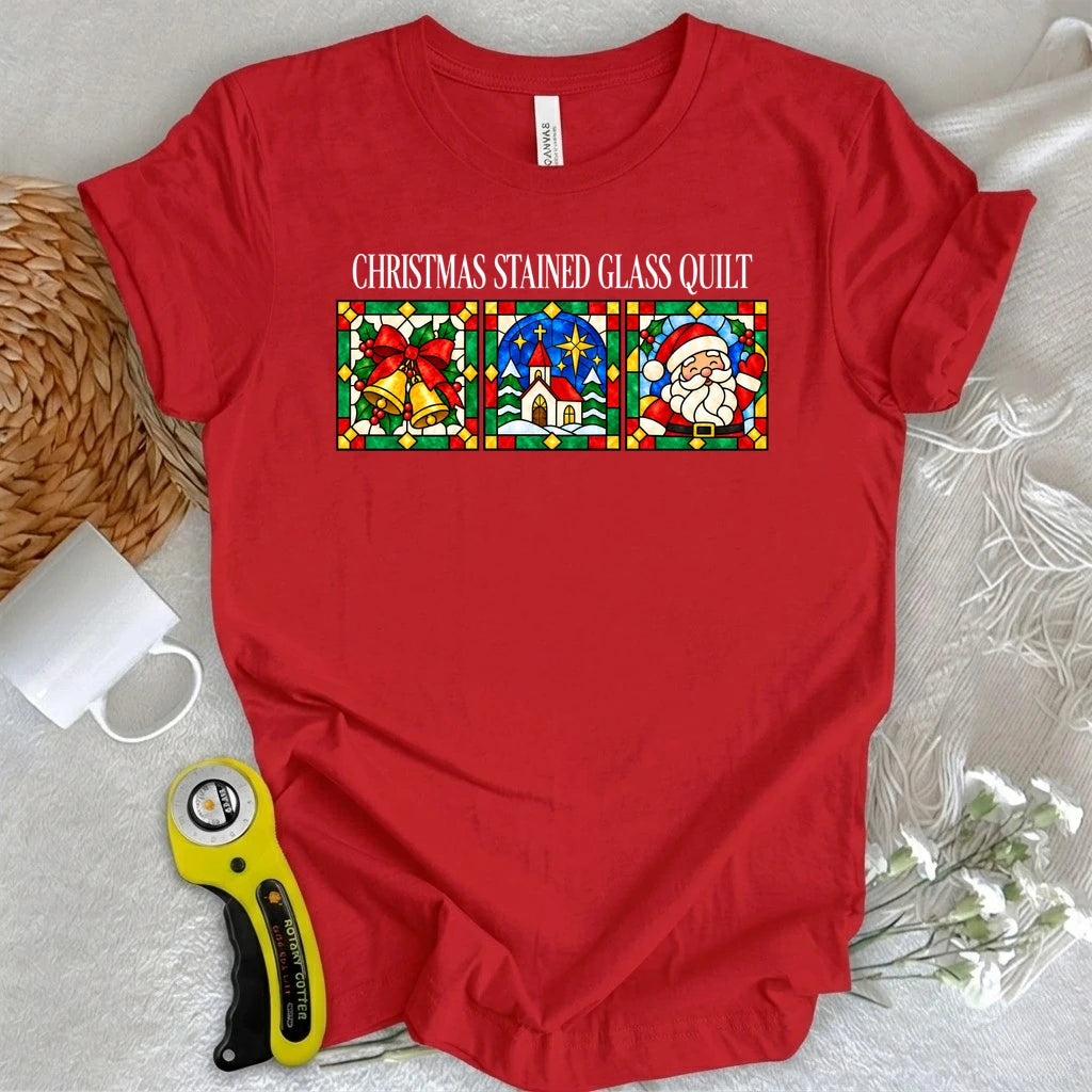 Christmas Stain Glass Quilt T-shirt