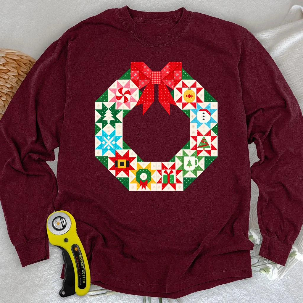 A Wreath of Christmas Wishes Long Sleeve T-shirt