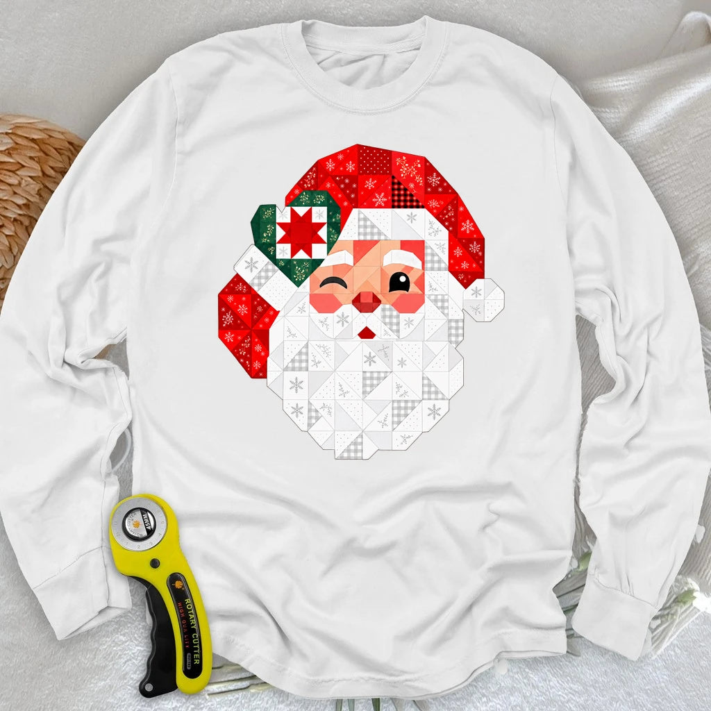 Santa’s Patchwork Wink Long Sleeve T-shirt