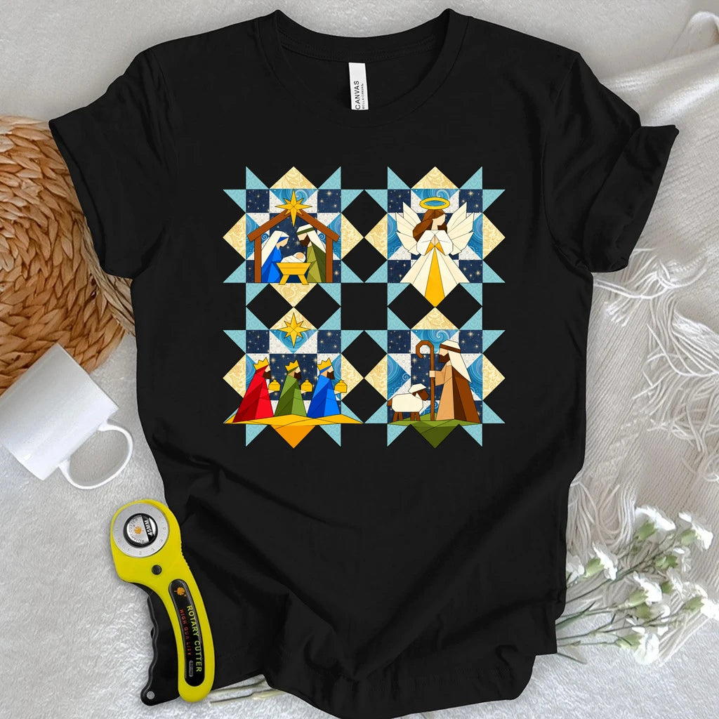 Nativity Scene Quilt T-shirt
