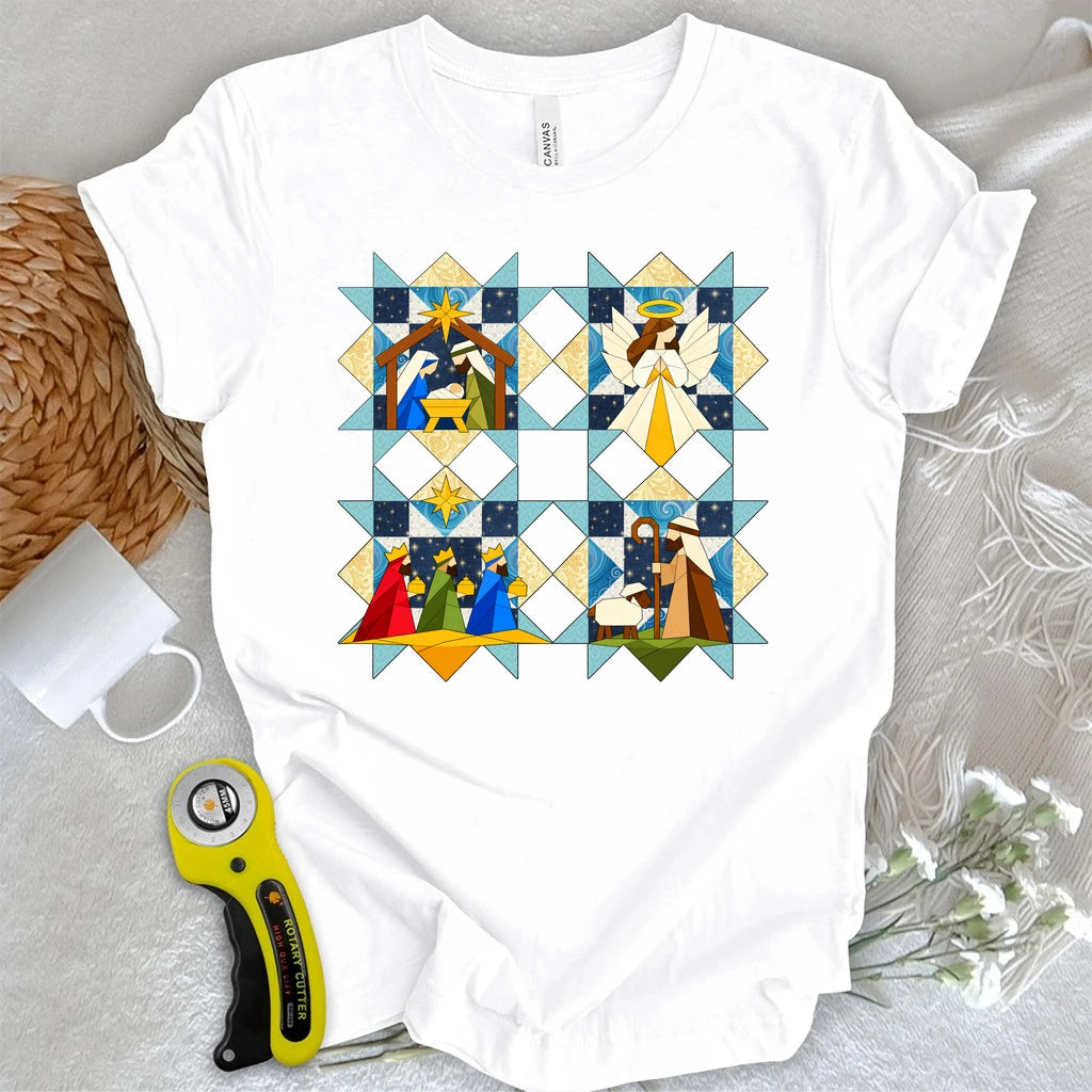 Nativity Scene Quilt T-shirt