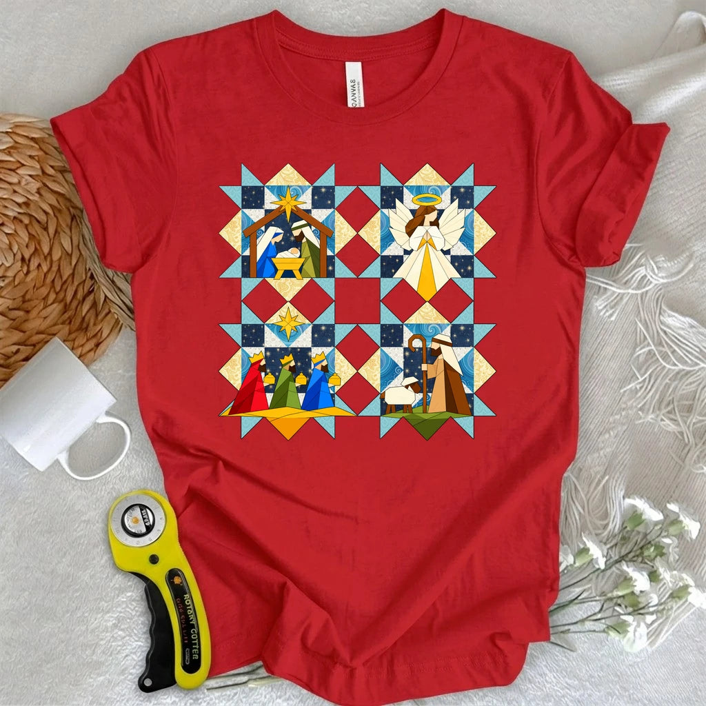 Nativity Scene Quilt T-shirt
