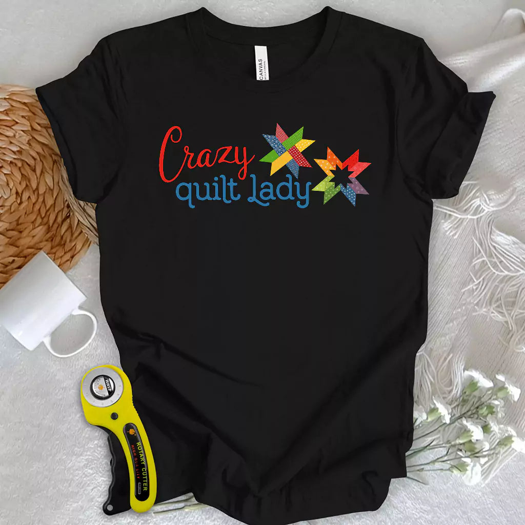 Crazy quilt lady T-shirt