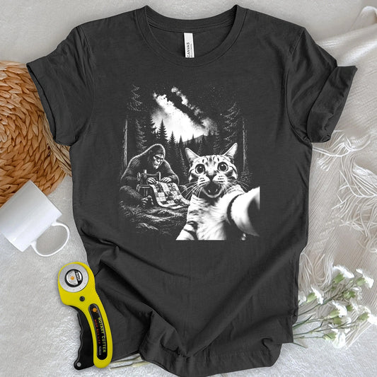 Cat Selfie Meets Quilting Bigfoot T-shirt