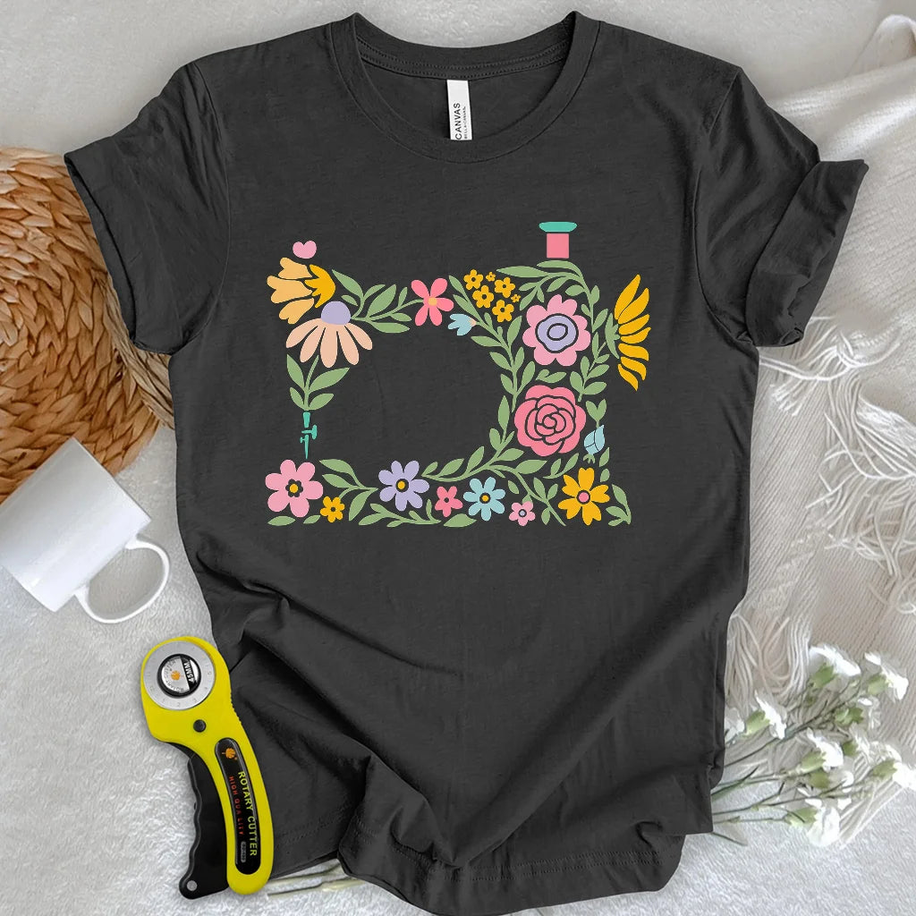 T-shirt Machine à fleurs abstraites