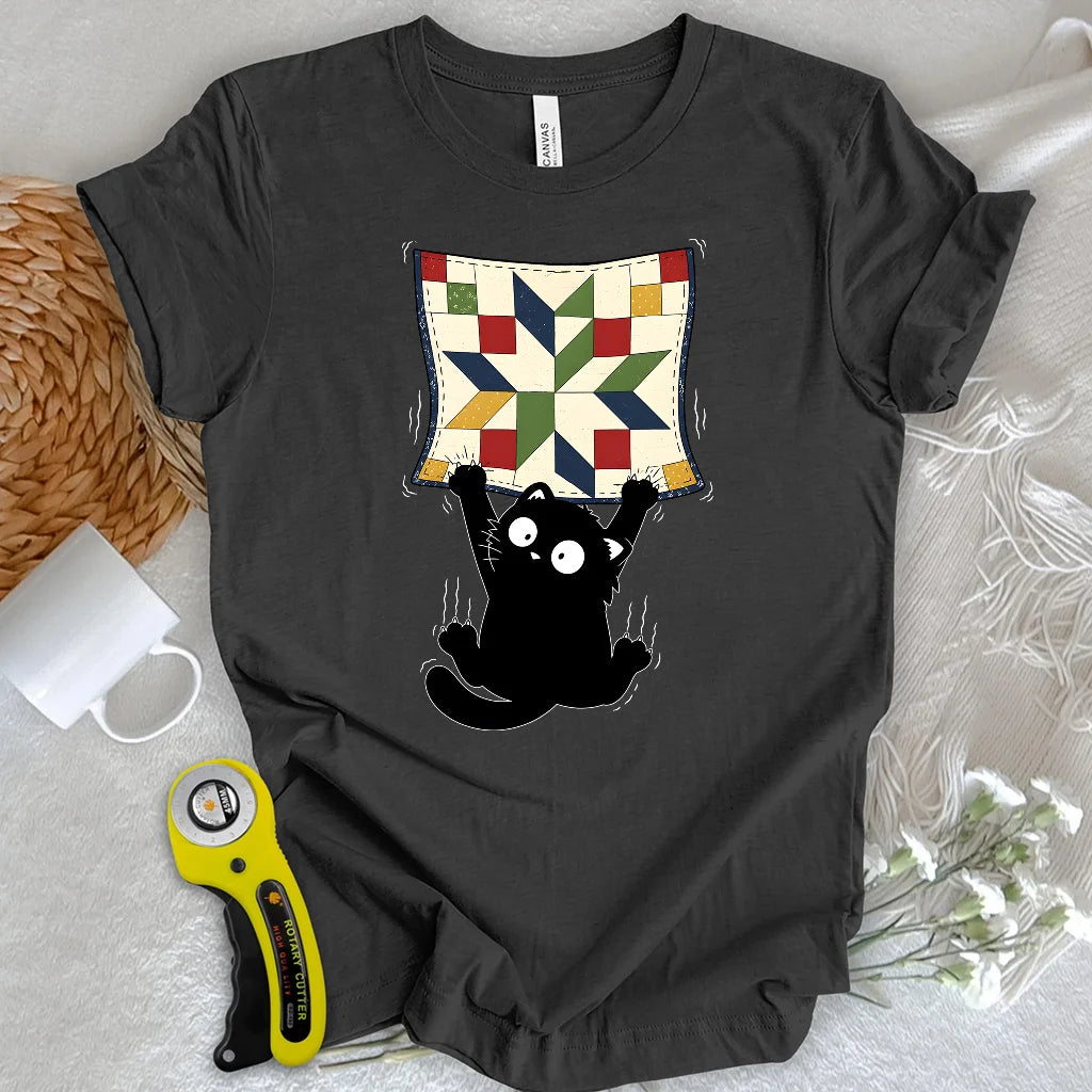Clingy Quilt Cat T-shirt