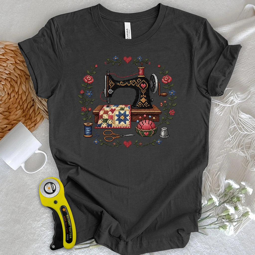 Cross-Stitched Sewing Machine T-shirt