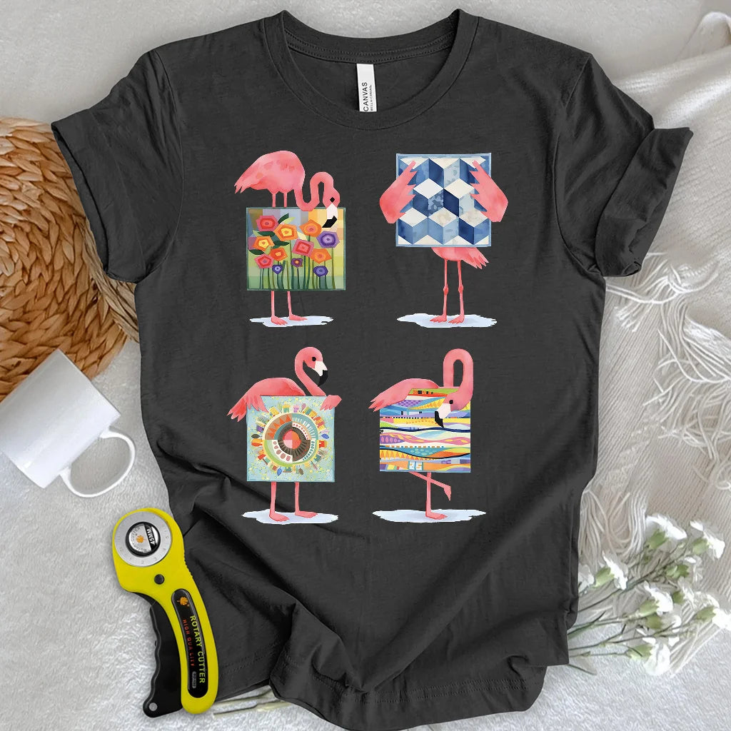 T-shirt Flamants roses courtepointe moderne