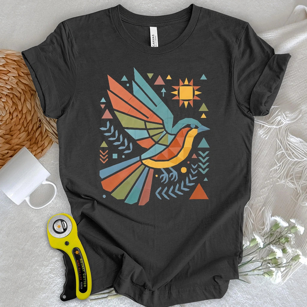 Patchwork Boho Bird T-shirt
