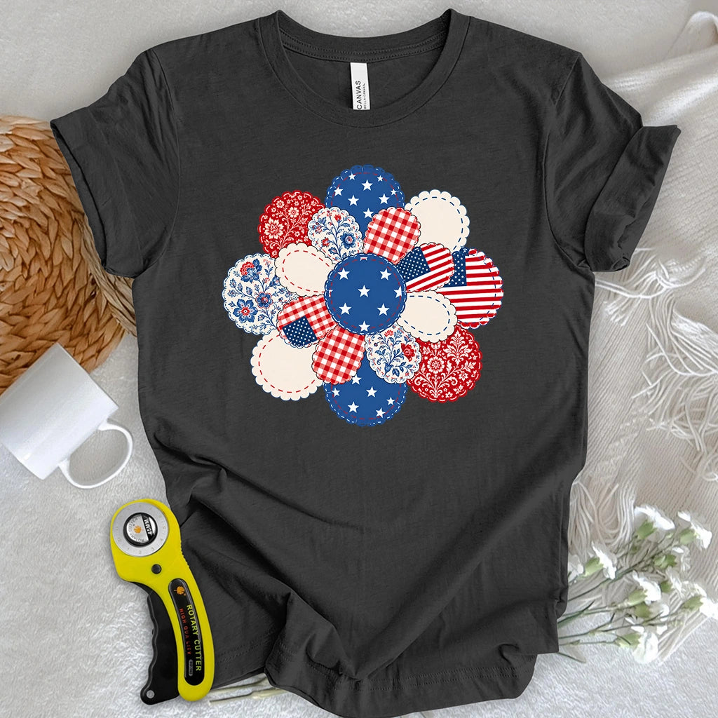 Patriotic Bloom Appliqué T-shirt