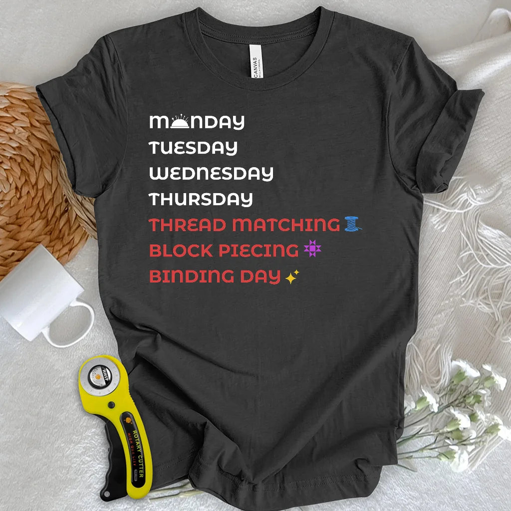 T-shirt compte à rebours du week-end des quilters