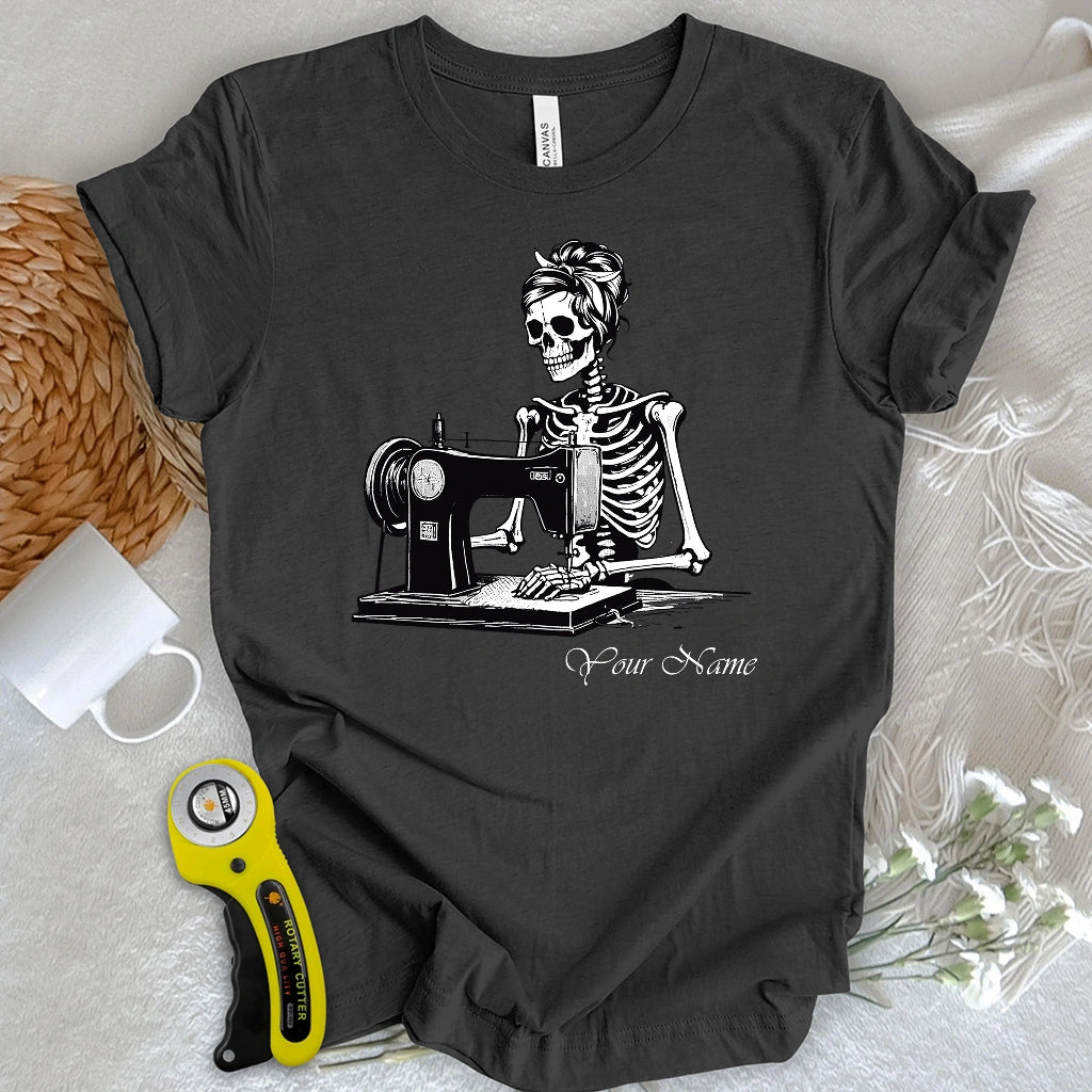 "Custom Name" Quilting Skeleton T-shirt