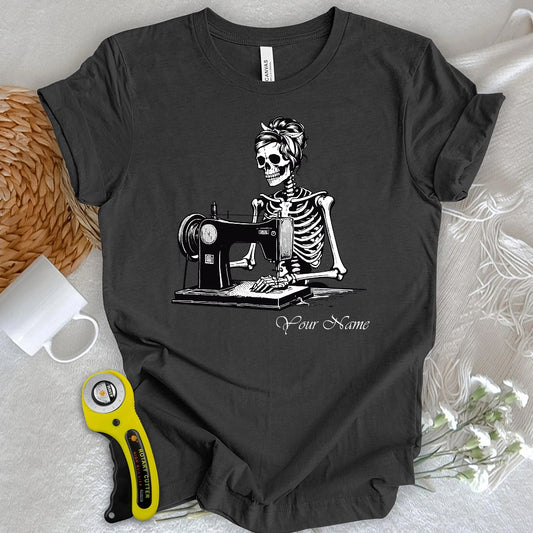 "Custom Name" Quilting Skeleton T-shirt