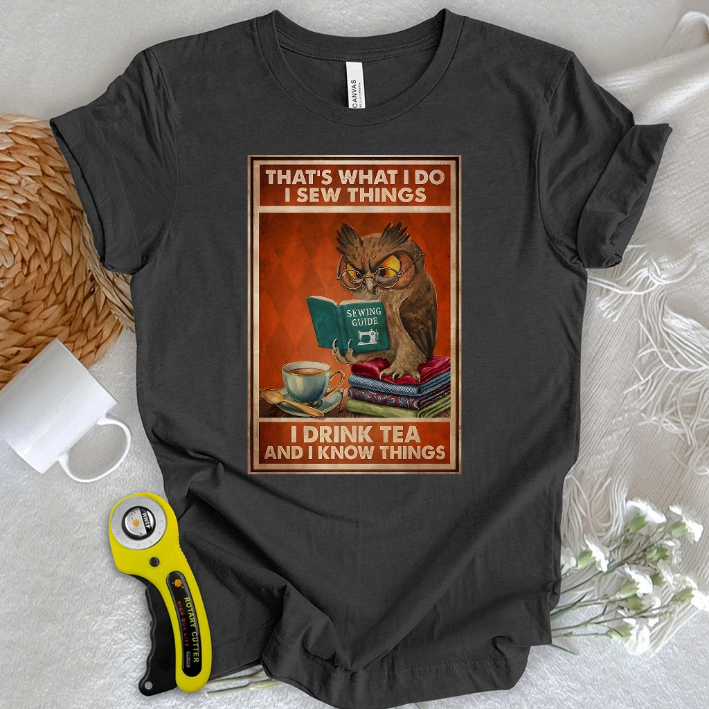 Sewing Owl Wisdom T-shirt