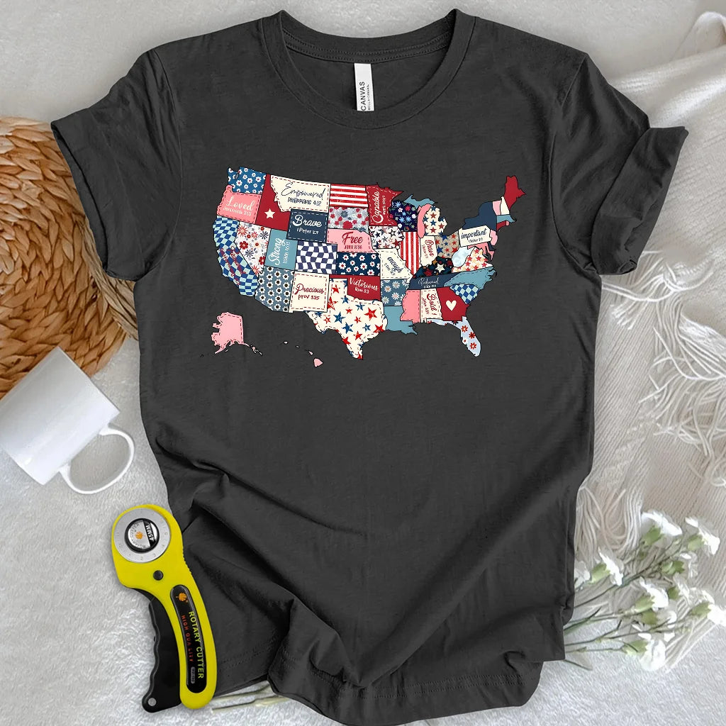 USA Quilt Map T-shirt