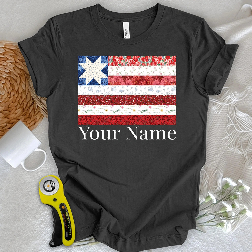 "Custom Name" USA Star Flag T-shirt