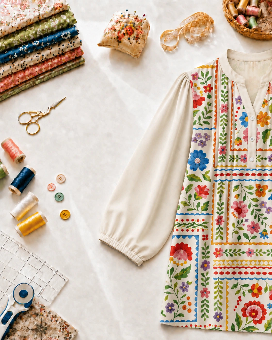 Folk Art in Bloom Blouse