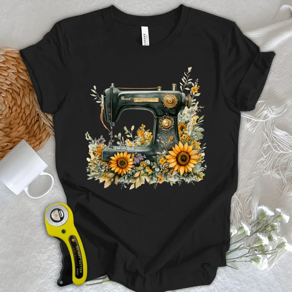 Floral Sewing Machine T-shirt