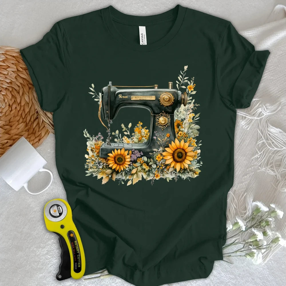 Floral Sewing Machine T-shirt