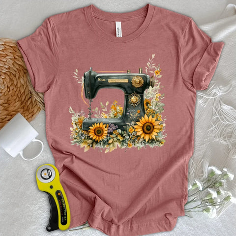 T-Shirt mit blumiger Nähmaschine