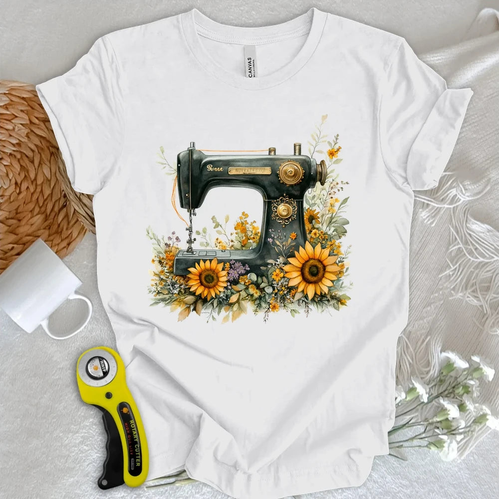 Floral Sewing Machine T-shirt