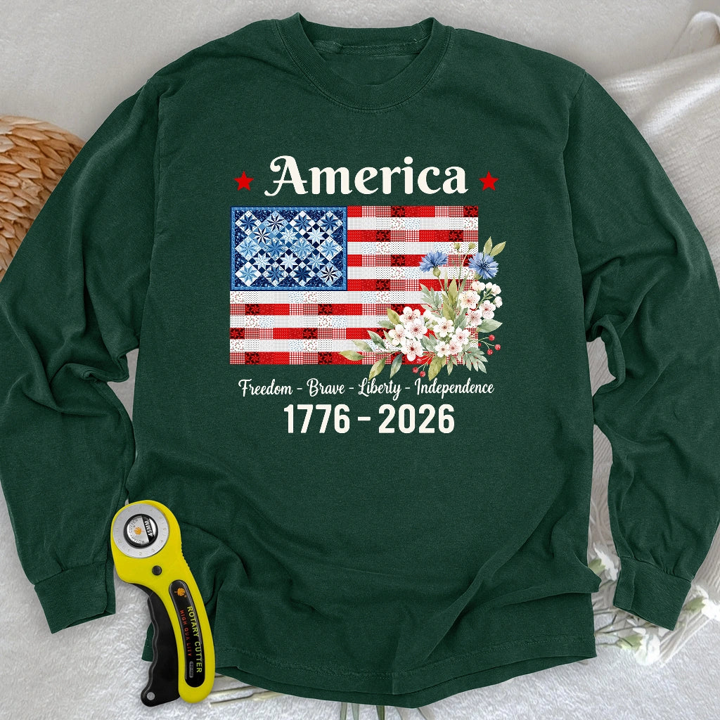 American Patchwork Bloom Long Sleeve T-shirt