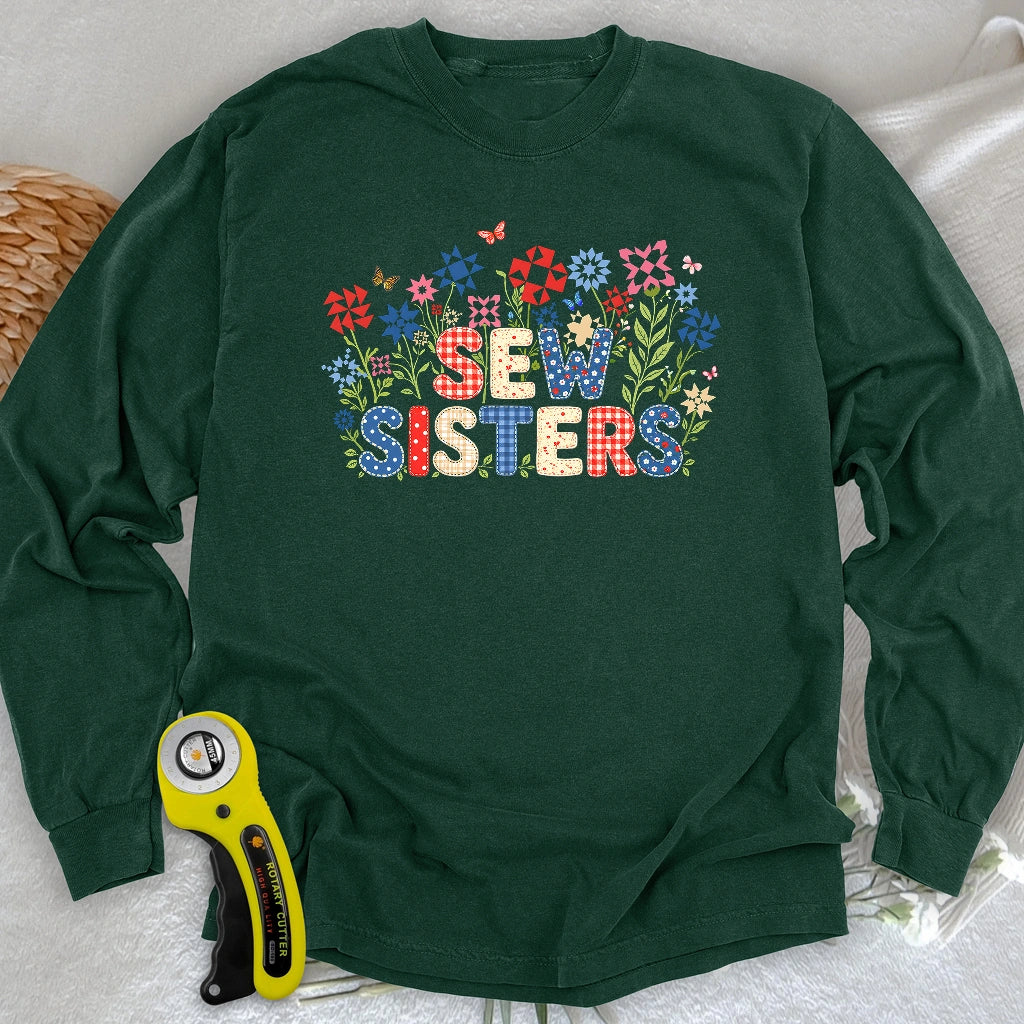 Appliqué Sew Sisters Long Sleeve T-shirt