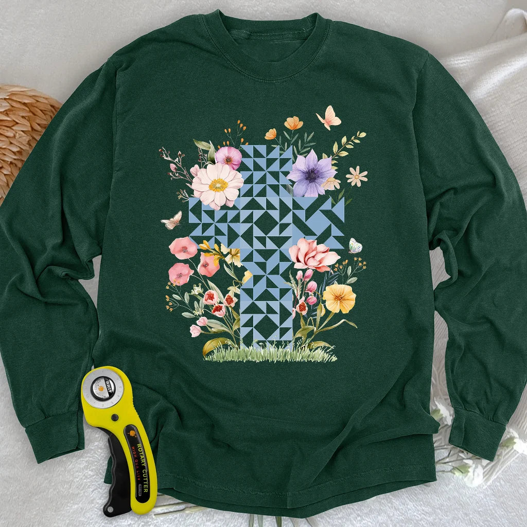 Floral Faith Quilt Langarm-T-Shirt