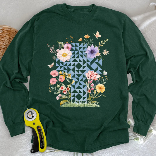 Floral Faith Quilt Langarm-T-Shirt