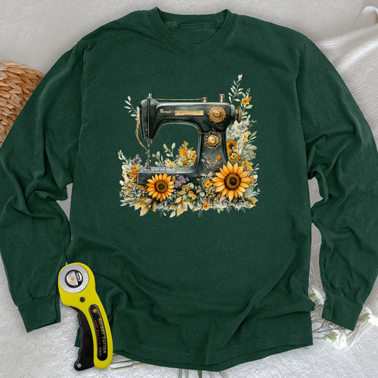 Blumen Nähmaschine Langarm-T-Shirt