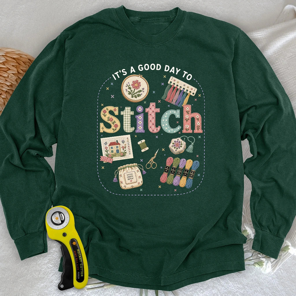 Good Day To Cross Stitch Long Sleeve T-shirt