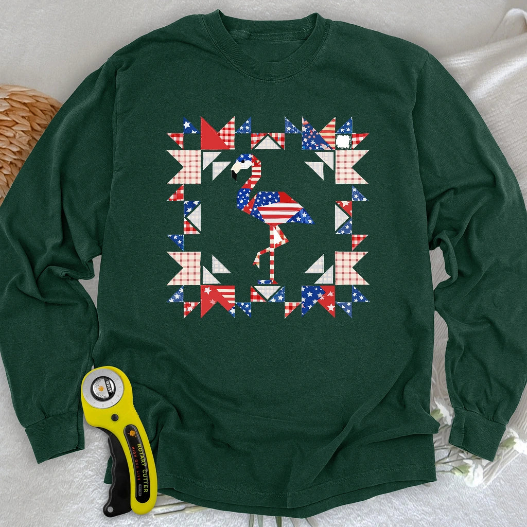 Liberty Flamingo Patchwork Long Sleeve T-shirt