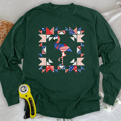 Liberty Flamingo Patchwork Langarm-T-Shirt