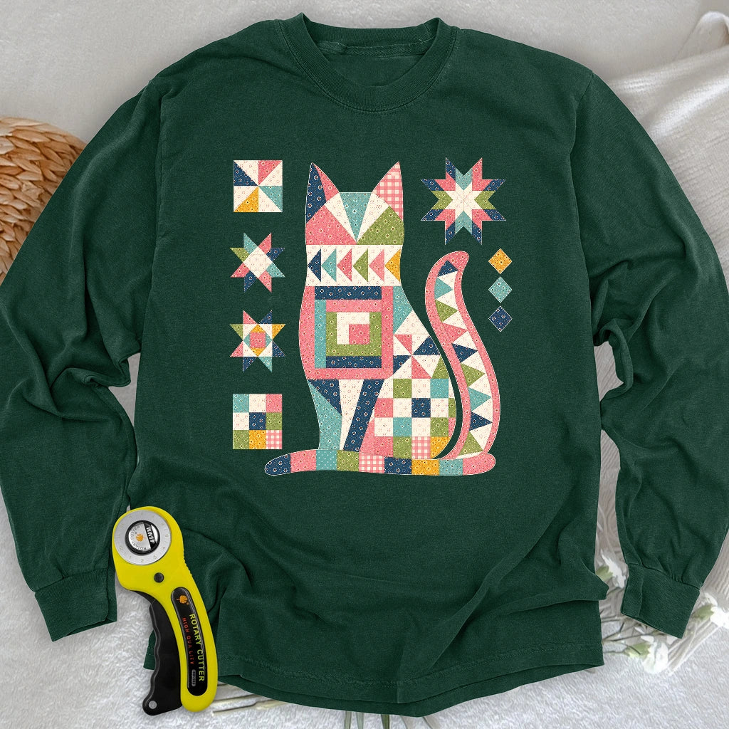 Patchwork Cat Long Sleeve T-shirt