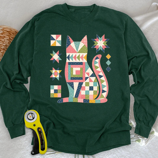 Patchwork Cat Long Sleeve T-shirt