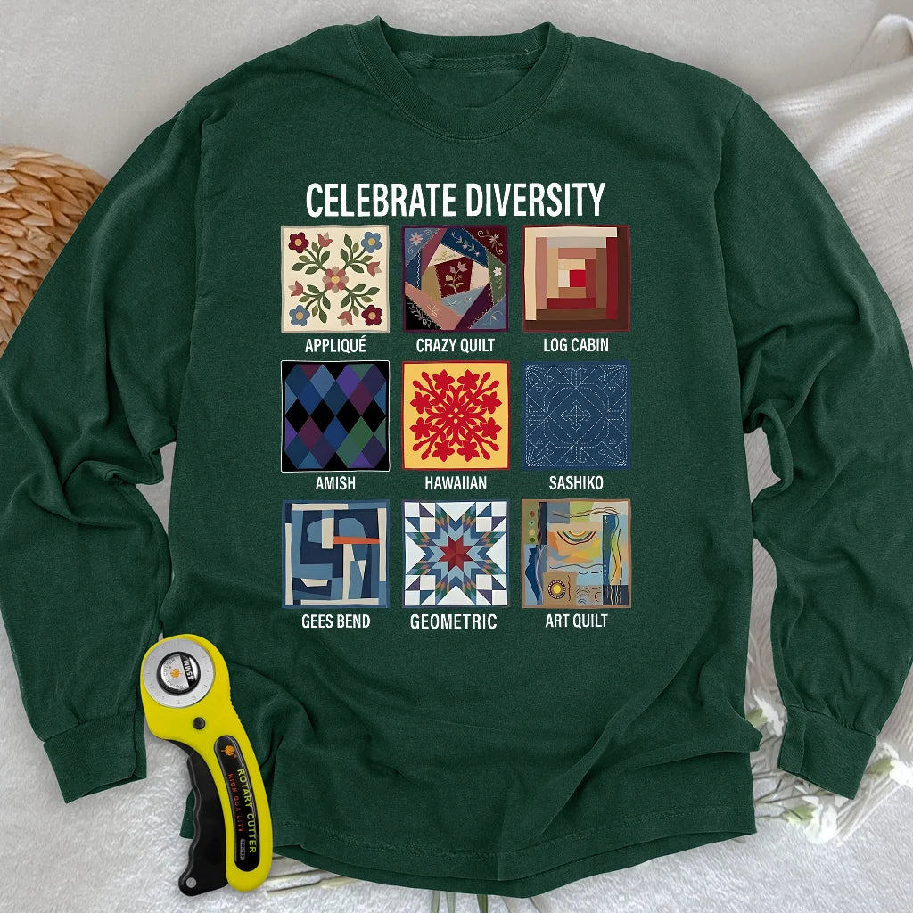T-shirt à manches longues motif patchwork Diversity